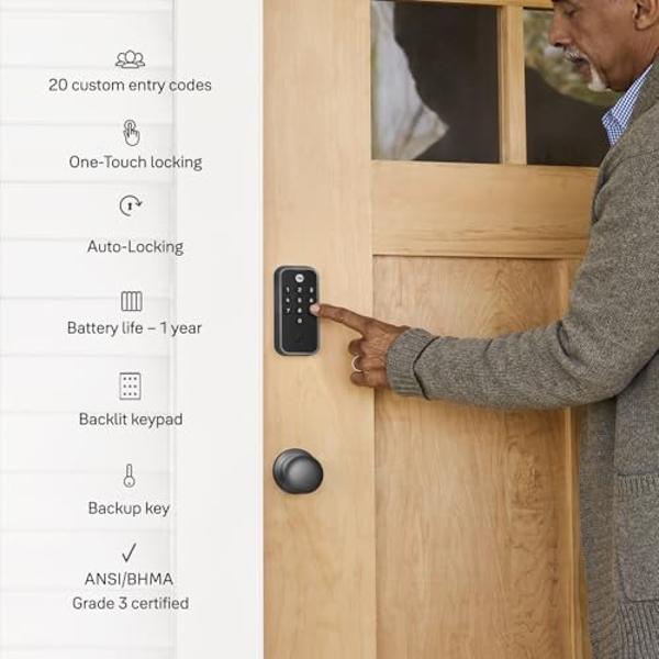 Yale Black Code Keypad Deadbolt Front Door Lock for Keyless Entry, YED210-NR-BSP