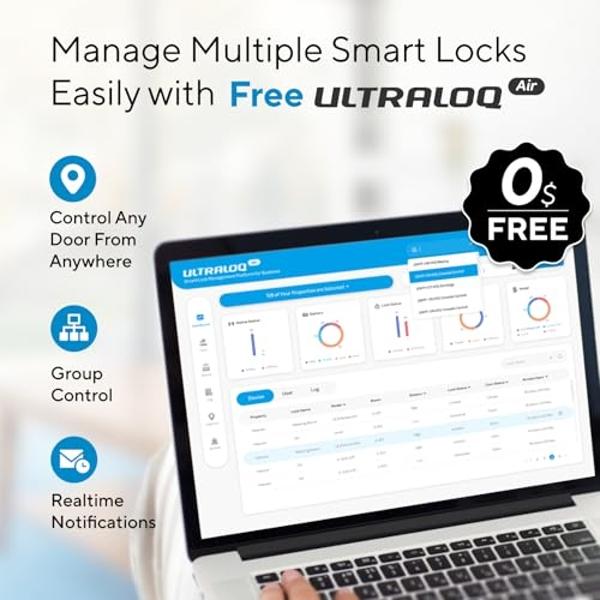 ULTRALOQ U-Bolt Pro WiFi Smart Lock with Door Sensor, 8-in-1 Keyless Entry Door Lock with Fingerprint ID, App Remote Control, Built-in WiFi Keypad Deadbolt, Auto Unlock, IP65 Water