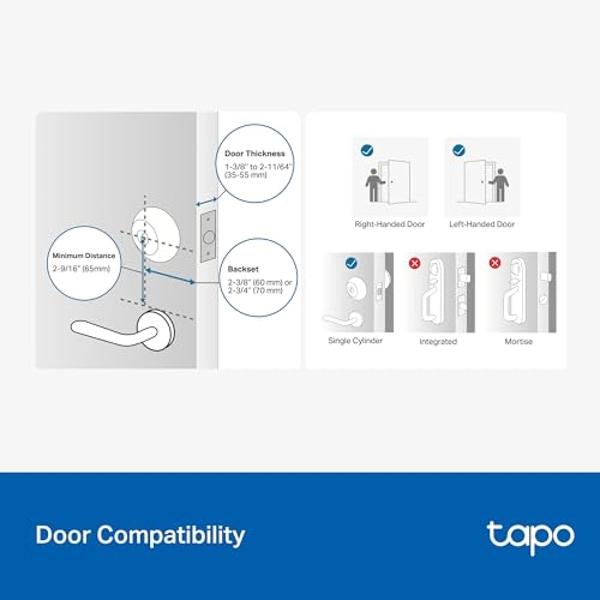 TP-Link Tapo Smart Door Lock, Deadbolt | Keyless Entry, Fingerprint Recognition, Touchscreen Keypad & in-App Monitoring with Scheduled Access | 1-Year Rechargeable Battery | BHMA G