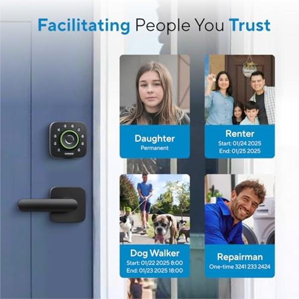 ULTRALOQ U-Bolt Pro WiFi Smart Lock with Door Sensor, 8-in-1 Keyless Entry Door Lock with Fingerprint ID, App Remote Control, Built-in WiFi Keypad Deadbolt, Auto Unlock, IP65 Water