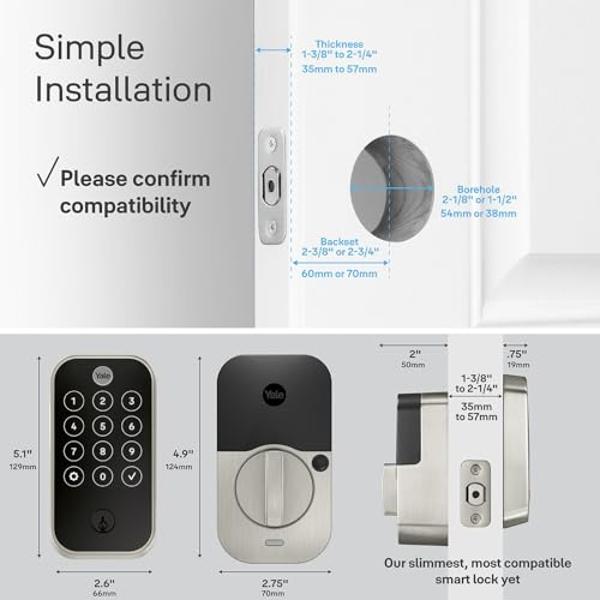 Google Nest x Yale Lock - Tamper Proof Smart Lock for Keyless Entry - Keypad Deadbolt Lock for Front Door - Black Suede