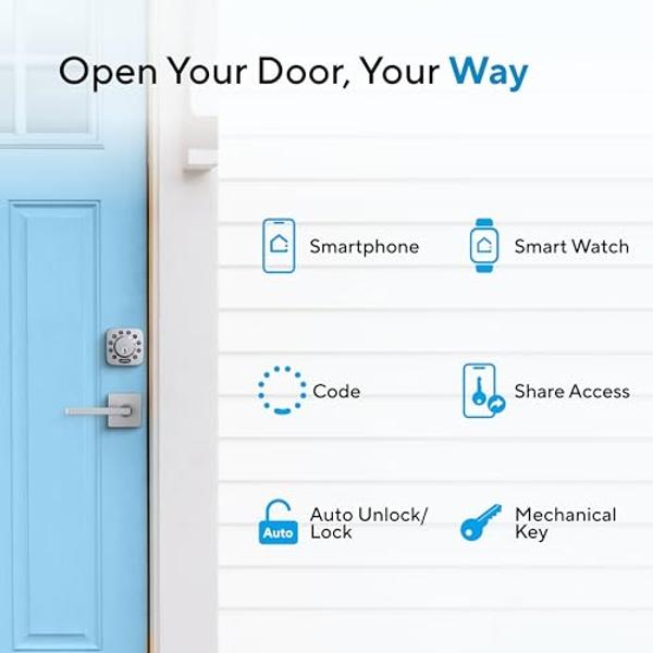 ULTRALOQ U-Bolt Smart Lock with WiFi Bridge, 6 in 1 Keyless Entry Door Lock with App Control, Backlit Keypad, Auto Unlock, Smart Deadbolt Locks for Front Door, ANSI Grade 1, 1 Year