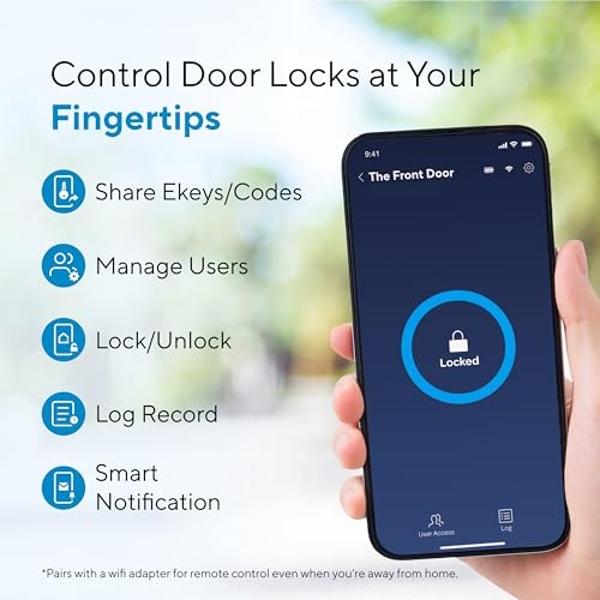 ULTRALOQ U-Bolt Smart Lock with WiFi Bridge, 6 in 1 Keyless Entry Door Lock with App Control, Backlit Keypad, Auto Unlock, Smart Deadbolt Locks for Front Door, ANSI Grade 1, 1 Year