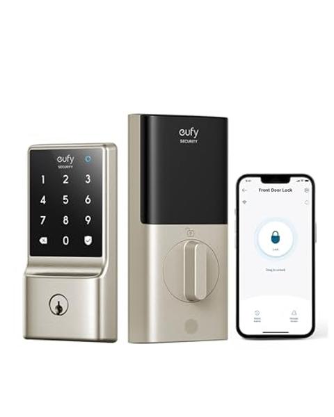 eufy Security Smart Lock C210, Keyless Entry Door Lock for Front Door, Built-in WiFi Deadbolt, No Bridge Required, Easy Installation, Touchscreen Keypad, App Remote Control, 4 AA B