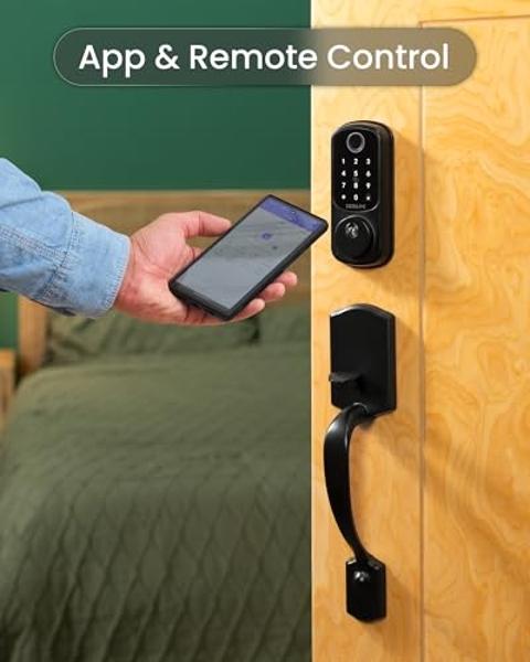DESLOC B200 Keyless Entry Door Lock with Handle Set, Smart Locks for Front Door, Deadbolt Smart Lock, Front Door Locks Set, Electronic keypad Deadbolt with Handle, 12 Months Batter