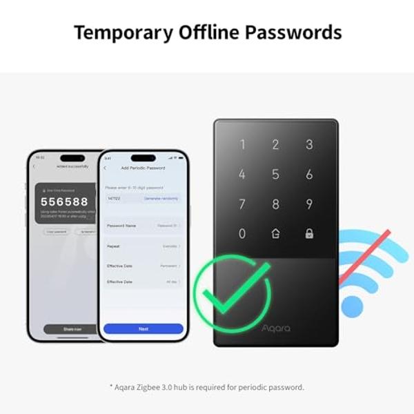 Aqara Smart Lock U50, Keyless Entry Door Lock with Apple Home Key, Bluetooth Deadbolt Lock, App Remote Control, Supports Apple HomeKit, Matter, Google Home, Alexa, IFTTT, Black