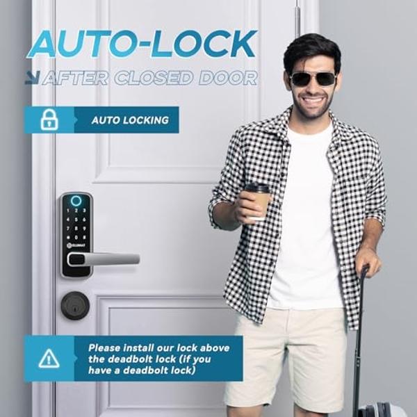 Philips Wi-Fi Smart Door Lock, Keyless Entry Door Lock with App Control,Fingerprint ID,Auto Lock,Keypad Deadbolt with Wi-Fi Bridge Adaptor,Smart Locks for Front Door-Satin Nickel