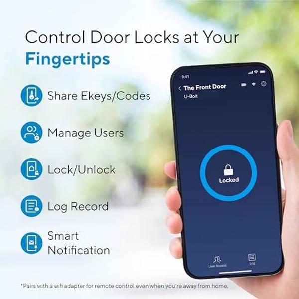 ULTRALOQ U-Bolt Smart Lock, 5-in-1 Keyless Entry Door Lock with App Control, Keypad Deadbolt, Auto Unlock, Auto Lock, Smart Door Lock, Smart Locks for Front Door, ANSI Grade 1, Bla