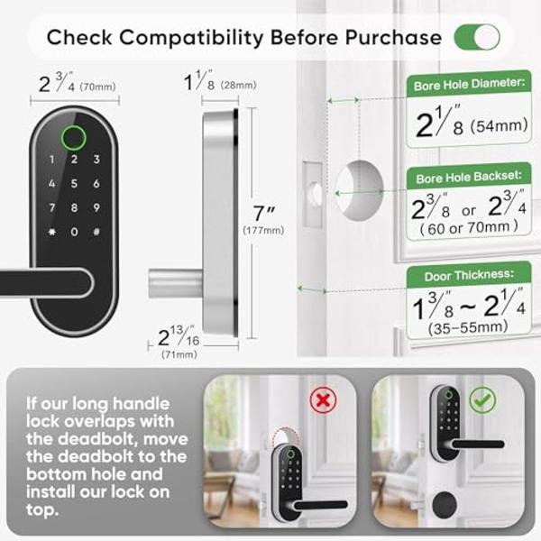 ULTRALOQ U-Bolt Smart Lock, 5-in-1 Keyless Entry Door Lock with App Control, Keypad Deadbolt, Auto Unlock, Auto Lock, Smart Door Lock, Smart Locks for Front Door, ANSI Grade 1, Bla