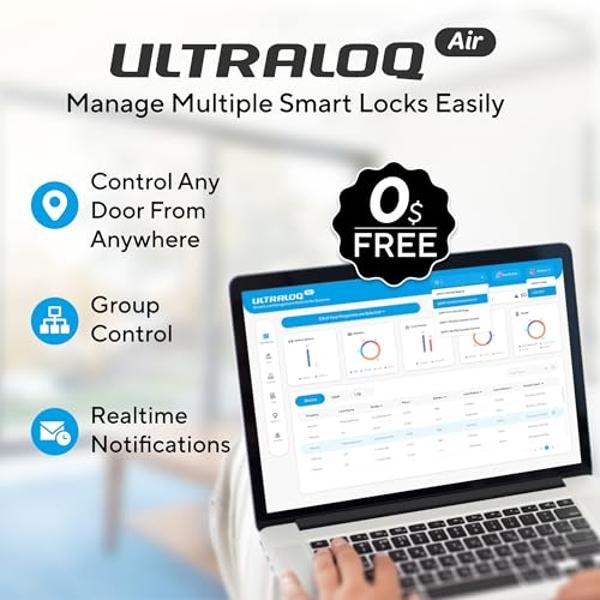 ULTRALOQ Latch 5 Built-in WiFi Smart Lock with NFC, 5-in-1 Keyless Entry Door Lock with Touch Digital Keypad, Smart Handle Lock, App Control, Black
