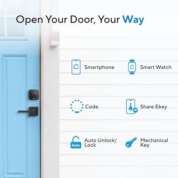 ULTRALOQ U-Bolt Smart Lock, 5-in-1 Keyless Entry Door Lock with App Control, Keypad Deadbolt, Auto Unlock, Auto Lock, Smart Door Lock, Smart Locks for Front Door, ANSI Grade 1, Bla