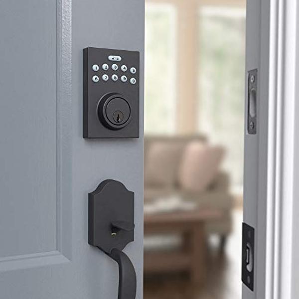 Amazon Basics Electronic Keypad Deadbolt Door Lock with Touch-Control Keyless Entry, Keyed Entry Option, Contemporary, Matte Black, 6-Pack