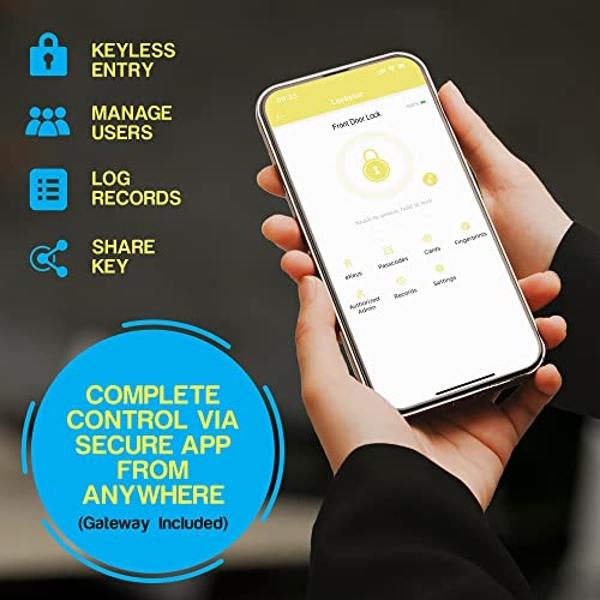 LOCKSTAR® Smart Door Lock • Keyless Entry Deadbolt Door Lock • Multiple Entry Methods – APP • Fingerprint Touch ID • Keypad Code • Card FOB • Traditional Key • Smart Home Devices