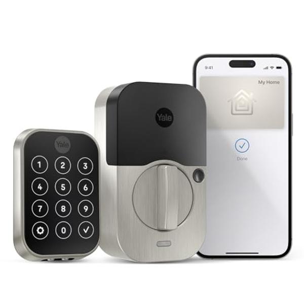 Yale Assure Lock 2 Plus Apple Home Keys, Nickel Keyless Entry Door Lock with Keypad for Code Entry Lock and Auto-Unlock (No Wi-Fi) Remote Access Requires Apple Home Hub via HomeKit