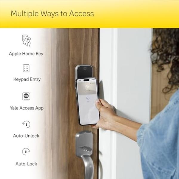 Yale Assure Lock 2 Plus Apple Home Keys, Nickel Keyless Entry Door Lock with Keypad for Code Entry Lock and Auto-Unlock (No Wi-Fi) Remote Access Requires Apple Home Hub via HomeKit