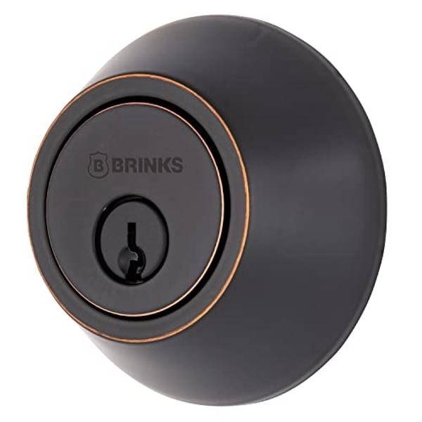 BRINKS Transitional Single Cylinder Deadbolt Lock, Door Lock Built for Residential Protection ANSI Grade 2 Security, Tuscan Bronze