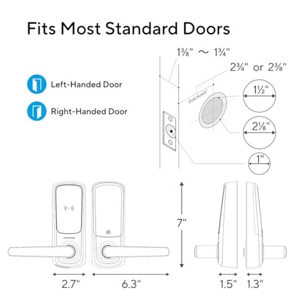 ULTRALOQ Latch 5 Built-in WiFi Smart Lock with NFC, 5-in-1 Keyless Entry Door Lock with Touch Digital Keypad, Smart Handle Lock, App Control, Black