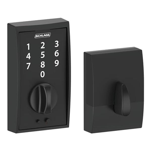 SCHLAGE BE469ZP CEN 622 Connect Smart Deadbolt with alarm with Century Trim in Matte Black, Z-Wave Plus enabled