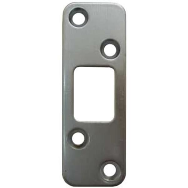 Round Corner Deadbolt Strike Plate, 1-1/4" x 3-5/8", 2-1/2" Center-to-Center, Satin Chrome by Stone Harbor Hardware