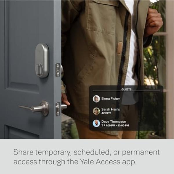 Yale Approach Smart Wi-Fi Deadbolt Retrofit Smart Lock, Unlimited Virtual Keys, App Remote Control, Keyless Entry - Silver