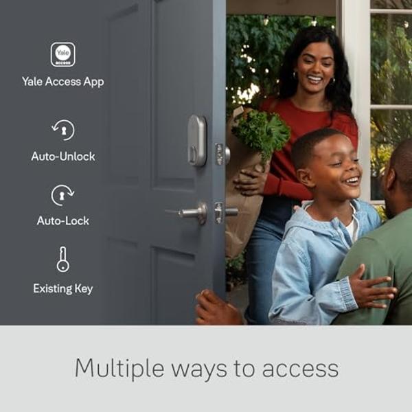 Yale Approach Smart Wi-Fi Deadbolt Retrofit Smart Lock, Unlimited Virtual Keys, App Remote Control, Keyless Entry - Silver