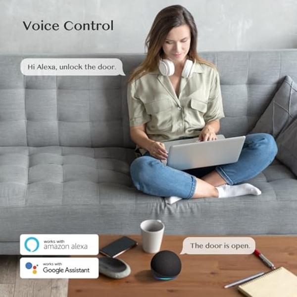 Yamiry WiFi Gateway for YR01 YR05 Smart Lock with Handle,Compatible with Nice Digi App, Remotely Control Keyless Entry Door Lock,Compatible with Alexa to Voice Control Smart Door L