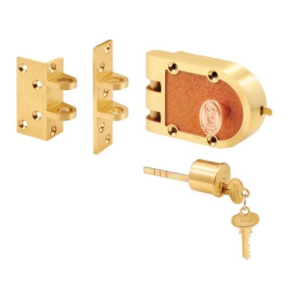 Segal SE 15361 Deadbolt – Jimmy-Proof Design Prohibits Forced Entry by Spreading of Door Frames – Solid Bronze Alloy, Brushed Brass, Angle and FLAT Strike, Single Cylinder (Single 