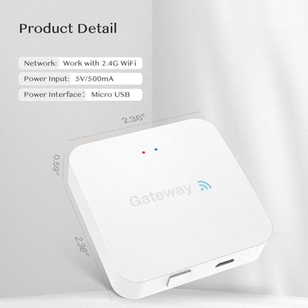 Yamiry WiFi Gateway for YR01 YR05 Smart Lock with Handle,Compatible with Nice Digi App, Remotely Control Keyless Entry Door Lock,Compatible with Alexa to Voice Control Smart Door L