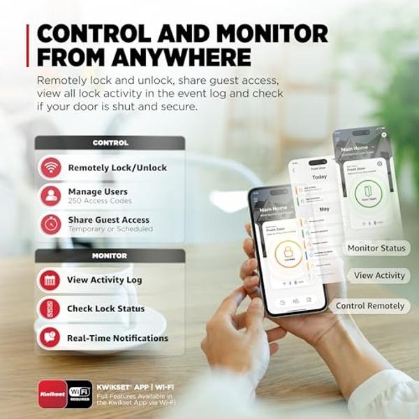 Kwikset Halo Select Smart Lock Keyless Entry Door Lock Wi-Fi and Matter Enabled Deadbolt No Hub Needed, Geofence Auto-Unlock, Grade AAA Certified, Easy Install, Satin Nickel Lifeti