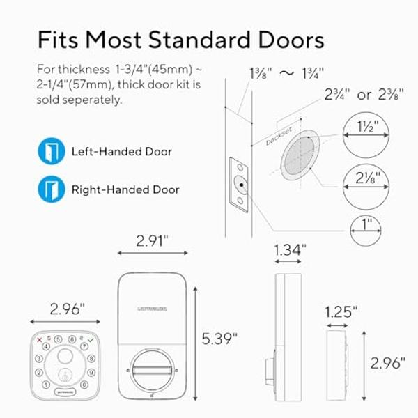 ULTRALOQ Bolt Fingerprint Smart Lock - Works with Apple HomeKit - Built-in WiFi Keyless Entry Door Lock - Voice Control with Siri, Alexa, Google - Biometric Smart Door Lock - Smart
