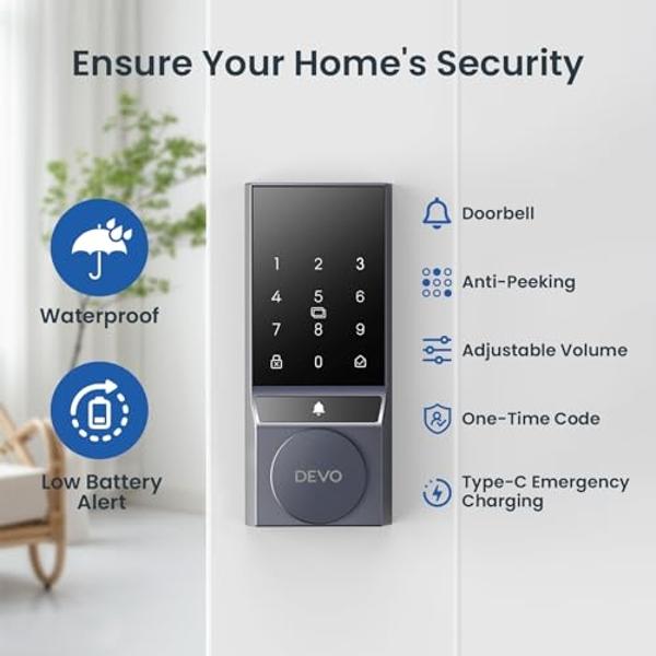 Yale Assure Lock 2 Plus Apple Home Keys, Nickel Keyless Entry Door Lock with Keypad for Code Entry Lock and Auto-Unlock (No Wi-Fi) Remote Access Requires Apple Home Hub via HomeKit