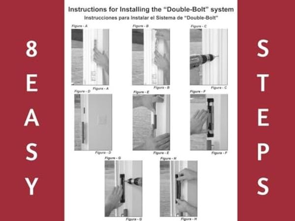 CAL Double-Bolt Lock for Glass Sliding Doors - Advanced Technology to Keep Your Family Safe and Secure - High Security Lock - Virtually Burglar Proof (Double Bolt Lock + Premium Ha