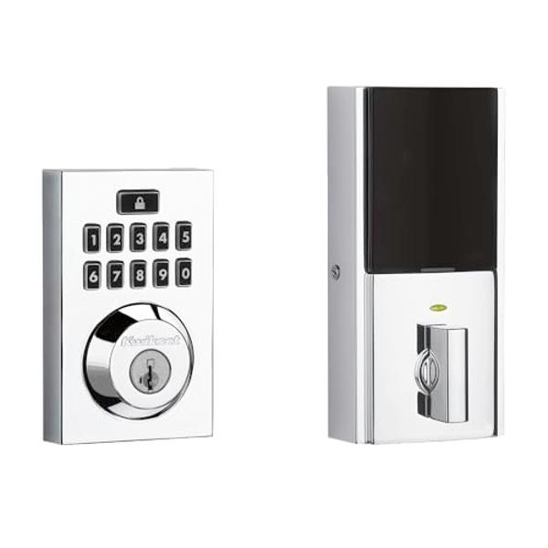 Kwikset 914 Contemporary Keypad SmartCode Electronic Deadbolt Smart Lock featuring SmartKey Security and ZigBee 3.0 Technology in Polished Chrome