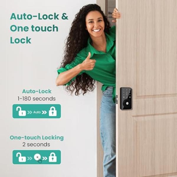 ULTRALOQ U-Bolt Pro WiFi Smart Locks for Front Door, Smart Lock with Handle Set, Fingerprint Keyless Entry Door Lock with Door Sensor, Exterior Door Lock Set, Built-in WiFi Deadbol