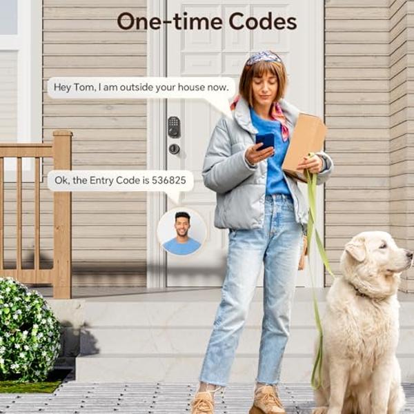 VCHOO Keyless Entry Door Lock with Handle App Control Door Locks for Front Door Anti-Peeping Password Smart Door Lock for Homes Hotel Bedroom Doors with 2 Door Knobs