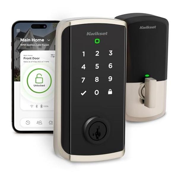 Kwikset Halo Select Smart Lock Keyless Entry Door Lock Wi-Fi and Matter Enabled Deadbolt No Hub Needed, Geofence Auto-Unlock, Grade AAA Certified, Easy Install, Satin Nickel Lifeti