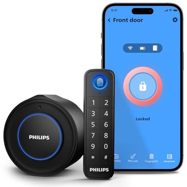 VCHOO Keyless Entry Door Lock with Handle App Control Door Locks for Front Door Anti-Peeping Password Smart Door Lock for Homes Hotel Bedroom Doors with 2 Door Knobs