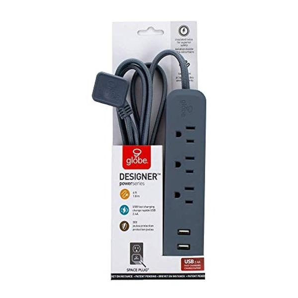 Globe Electric - 78257 Designer Series Power Strip, Rose 3 Outlet