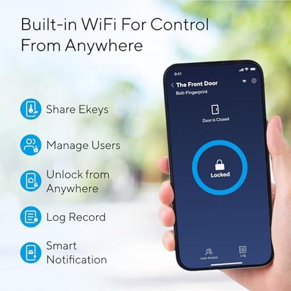ULTRALOQ Bolt Fingerprint Smart Lock - Works with Apple HomeKit - Built-in WiFi Keyless Entry Door Lock - Voice Control with Siri, Alexa, Google - Biometric Smart Door Lock - Smart