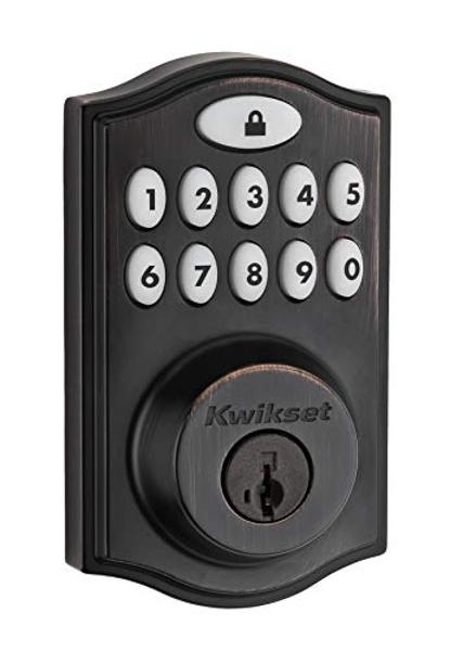 Kwikset 914 Contemporary Keypad SmartCode Electronic Deadbolt Smart Lock featuring SmartKey Security and ZigBee 3.0 Technology in Polished Chrome