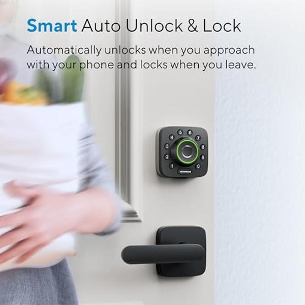 ULTRALOQ U-Bolt Pro WiFi Smart Locks for Front Door, Smart Lock with Handle Set, Fingerprint Keyless Entry Door Lock with Door Sensor, Exterior Door Lock Set, Built-in WiFi Deadbol