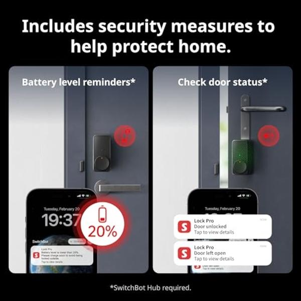 SwitchBot WiFi Smart Lock Pro, Keyless Entry Door Lock, Smart Door Lock Front Door, Electronic Smart Deadbolt, Fits Your Existing Deadbolt in Minutes, Supports Matter, Alexa, Googl