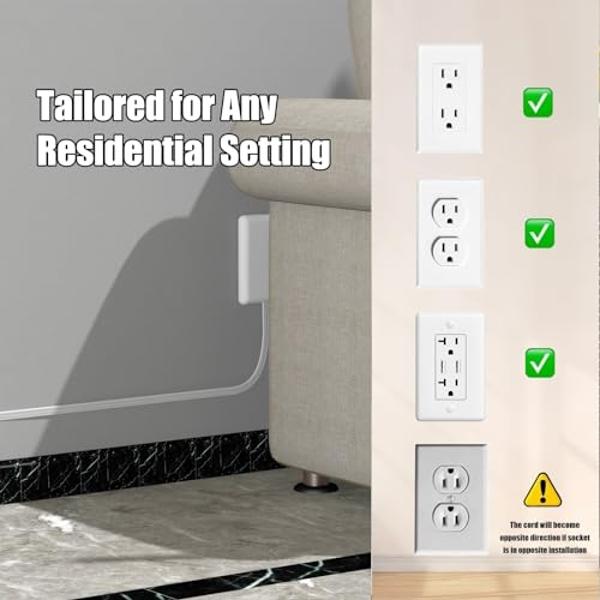CABOCASA 3FT Ultra Flat Plug Extension Cord Power Strip with 3 Outlets, Patented Detachable Ultra-Thin Outlet Cover Concealer & Ultra-Flat Plug, Max. 13A 125V 1625W ETL Listed, Whi