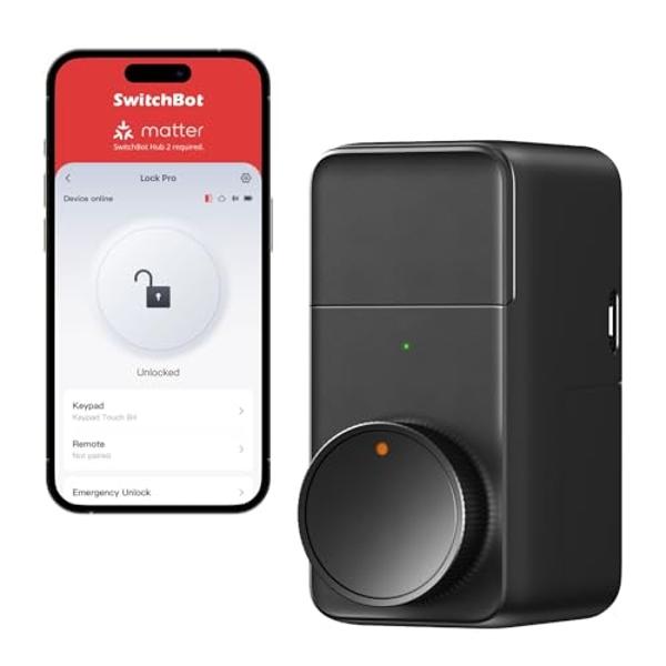 SwitchBot Smart Lock Pro, Keyless Entry Door Lock, Smart Door Lock Front Door, Electronic Smart Deadbolt, Fits Your Existing Deadbolt in Minutes, Add SwitchBot Hub2 to Support Matt