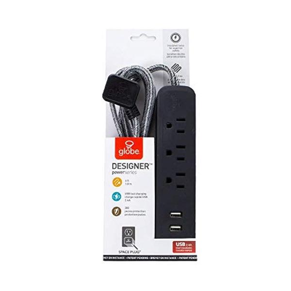 Globe Electric - 78257 Designer Series Power Strip, Rose 3 Outlet
