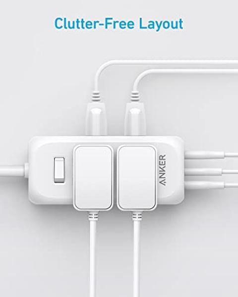 Anker USB C Power Strip Surge Protector(300J), 6 Outlets, 20W Power Delivery, 3-Side Outlet Extender, 5ft Extension Cord, TUV Listed, Ideal for Desk use, Compact for Small Spaces