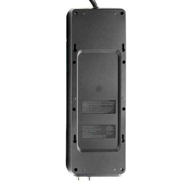 Tripp Lite TLP128TTUSBB 12 Outlet Surge Protector Power Strip, 2 USB Charging Ports, Tel/Modem/Coax Protection, 8ft Cord Right Angle Plug, Black, Lifetime Insurance & $150K Insuran