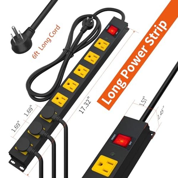 Flat Plug Extension Cord 25 ft, Surge Protector Power Strip, Outlet Extender with 6 Outlets 4 USB Ports, 1080 J, Overload Protection, Extension Cord with Multiple Outlets for Indoo