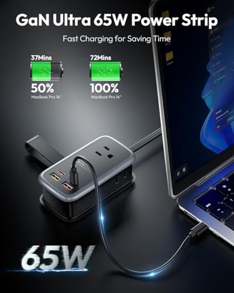 NTONPOWER 2 Prong Power Strip With 10ft Extension Cord, Flat Plug Surge Protector With 6 Outlets 2 USB Ports, 3 Prong Outlet Adapter, Wall Mount for Non-Grounded Plug, Ideal for Ol
