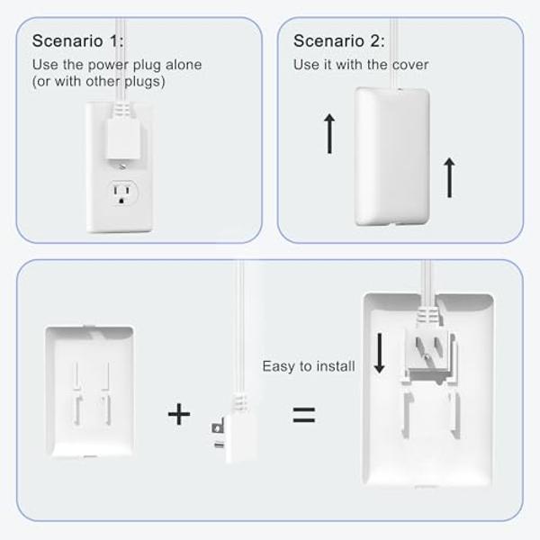 CABOCASA 3FT Ultra Flat Plug Extension Cord Power Strip with 3 Outlets, Patented Detachable Ultra-Thin Outlet Cover Concealer & Ultra-Flat Plug, Max. 13A 125V 1625W ETL Listed, Whi